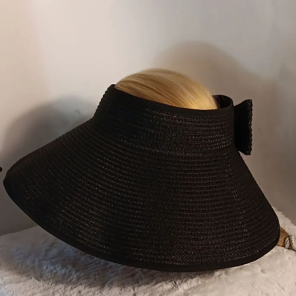 Black Packable Women's Sun Hat - Picture 2 of 8